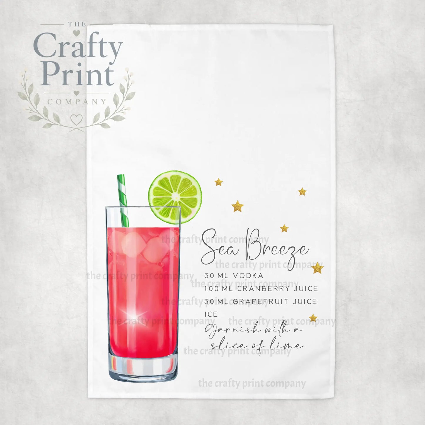 Sea Breeze Cocktail Recipe Tea Towel - Kitchen Towels