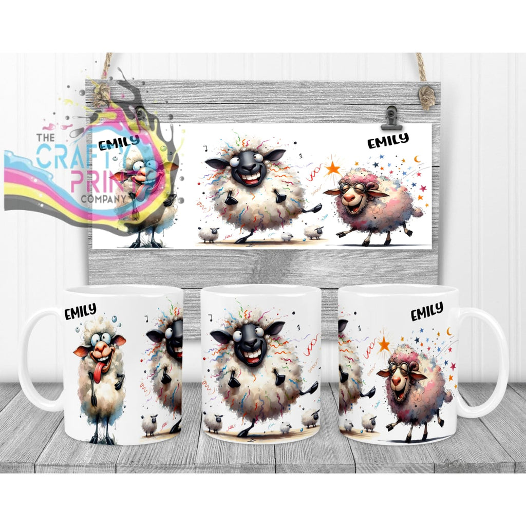 Sheep Funny Faces Mug - White Handle & Inner Mugs