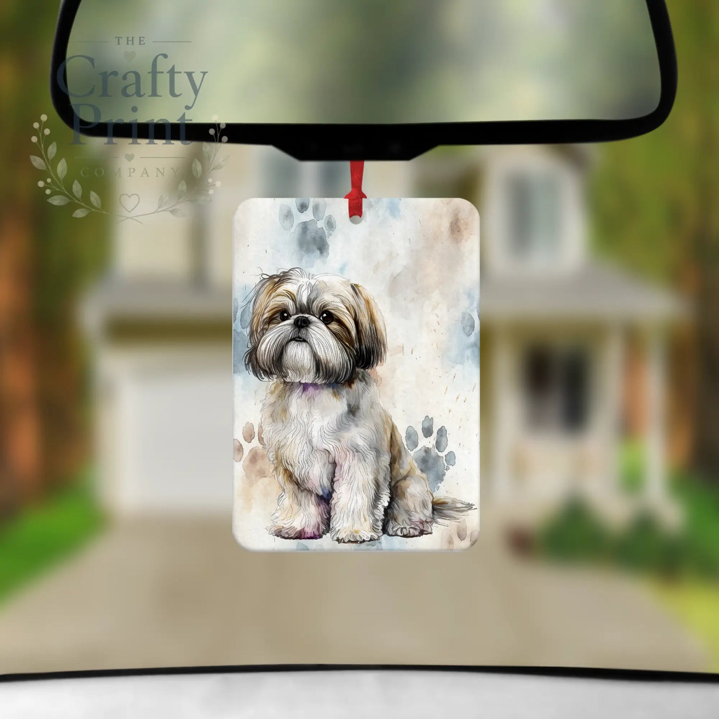 Shih Tzu Paw Print Car Air Freshener - Vehicle Fresheners