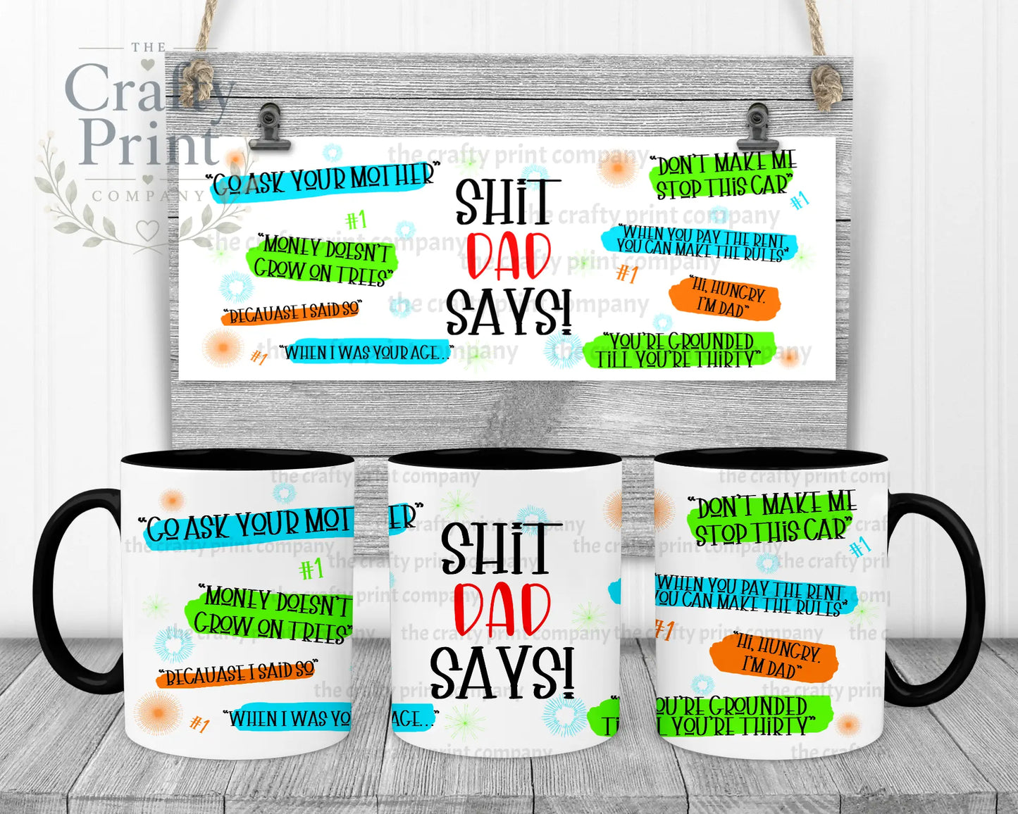 Shit Dad Says Mug - Black Handle & Inner - Mugs