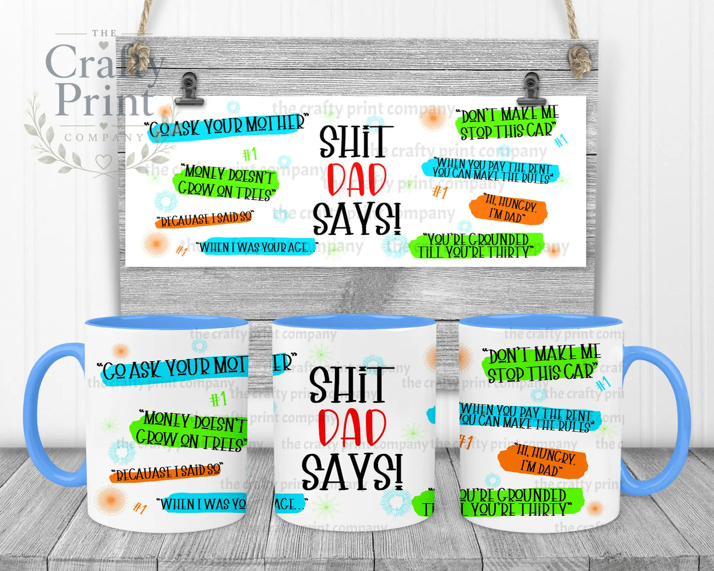 Shit Dad Says Mug - Blue Handle & Inner - Mugs