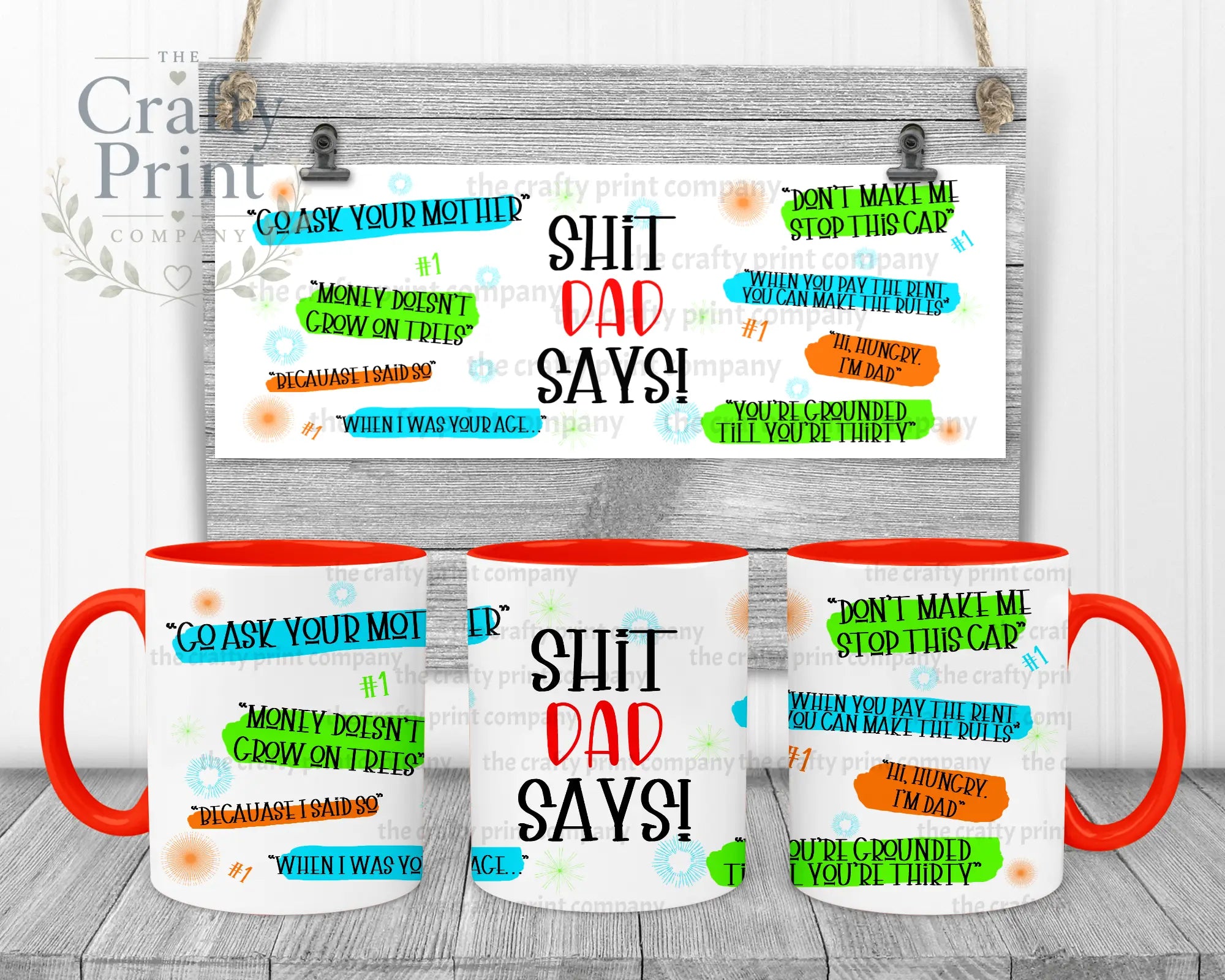 Shit Dad Says Mug - Red Handle & Inner - Mugs