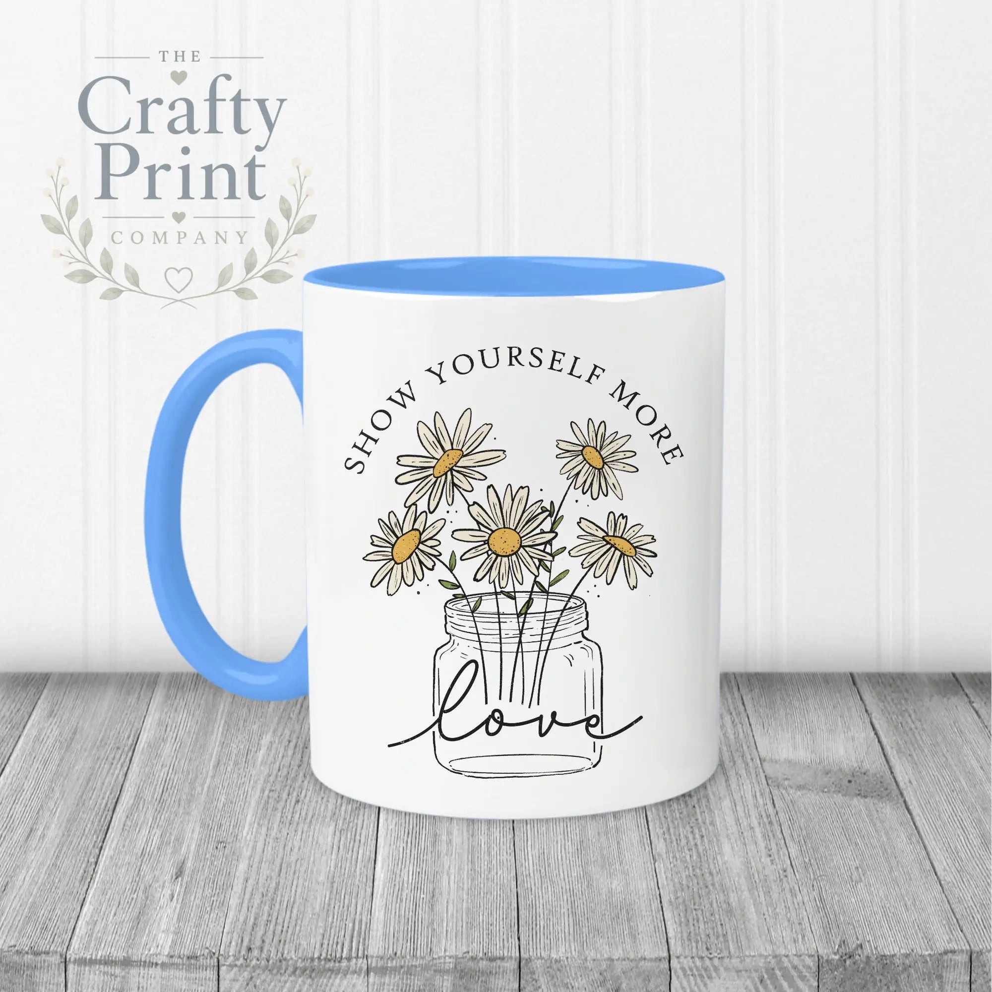 Show yourself more love Mug - Blue Handle & Inner - Mugs