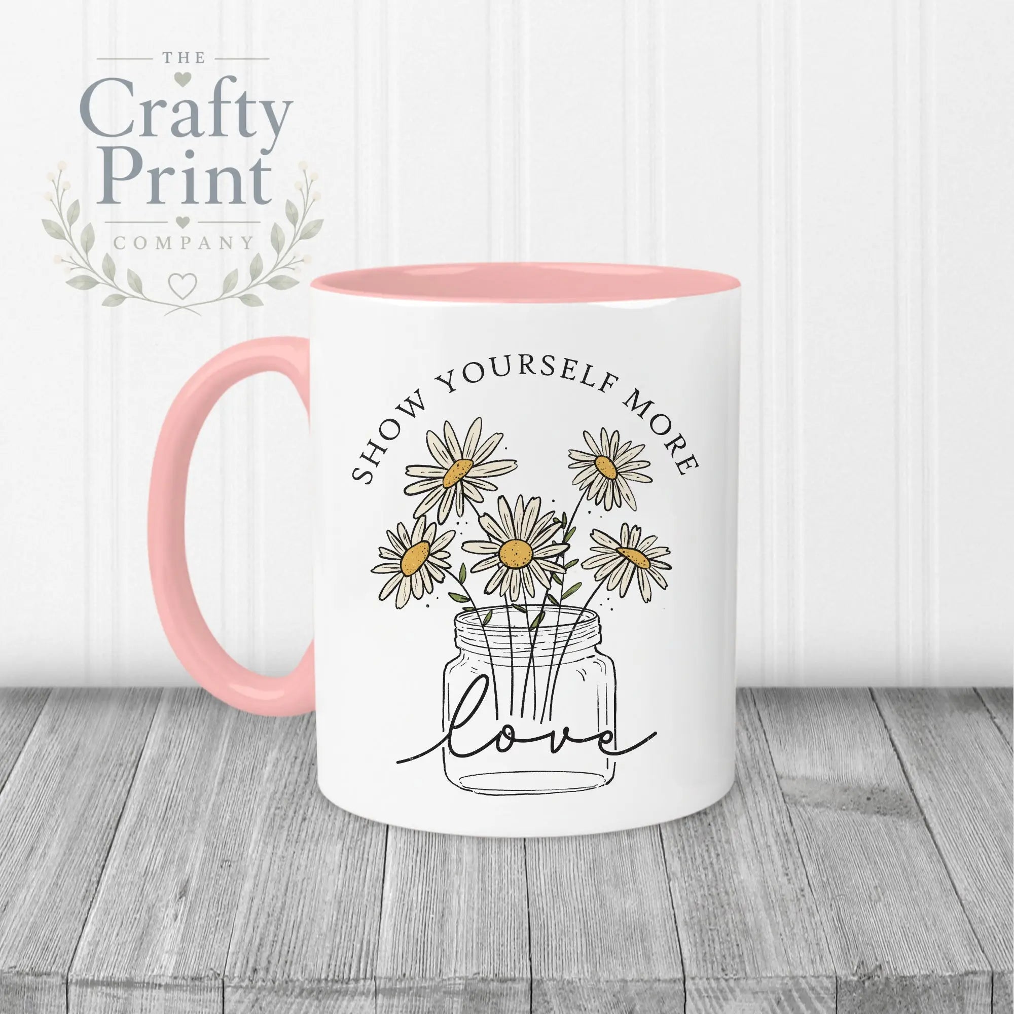 Show yourself more love Mug - Pink Handle & Inner - Mugs