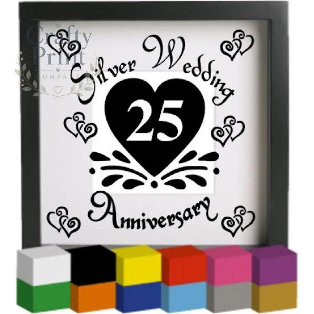 Silver Wedding Anniversary Vinyl Decal Sticker - Decorative