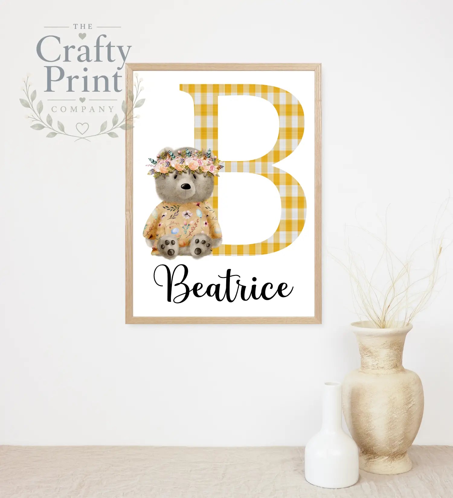 Sitting Bear Initial and Name Personalised Print - Posters