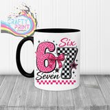 Six Seven Pink Leopard Check Mug - Black Handle & Inner