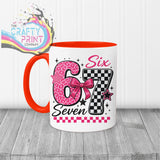 Six Seven Pink Leopard Check Mug - Red Handle & Inner - Mugs