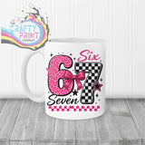 Six Seven Pink Leopard Check Mug - White Handle & Inner