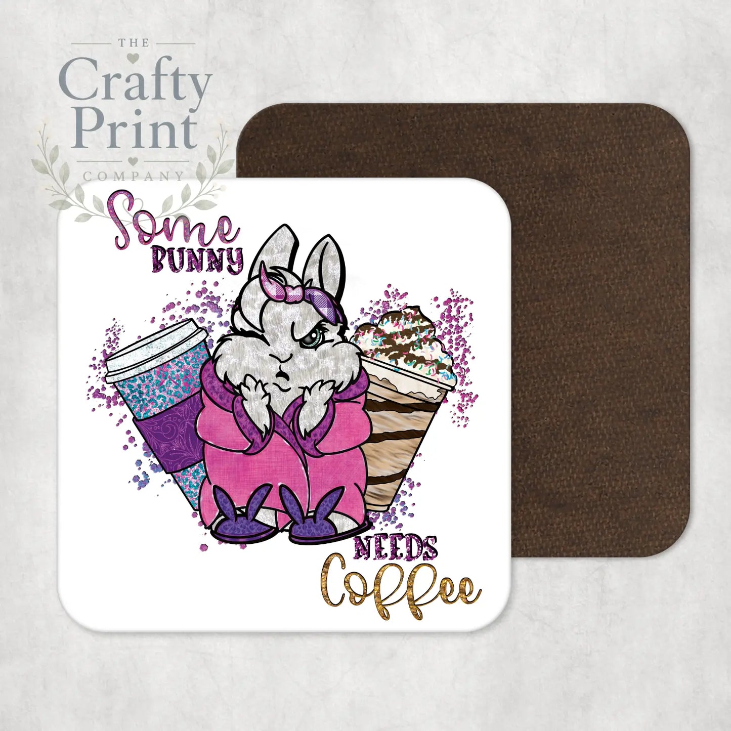 Some bunny needs coffee Coaster - Coasters