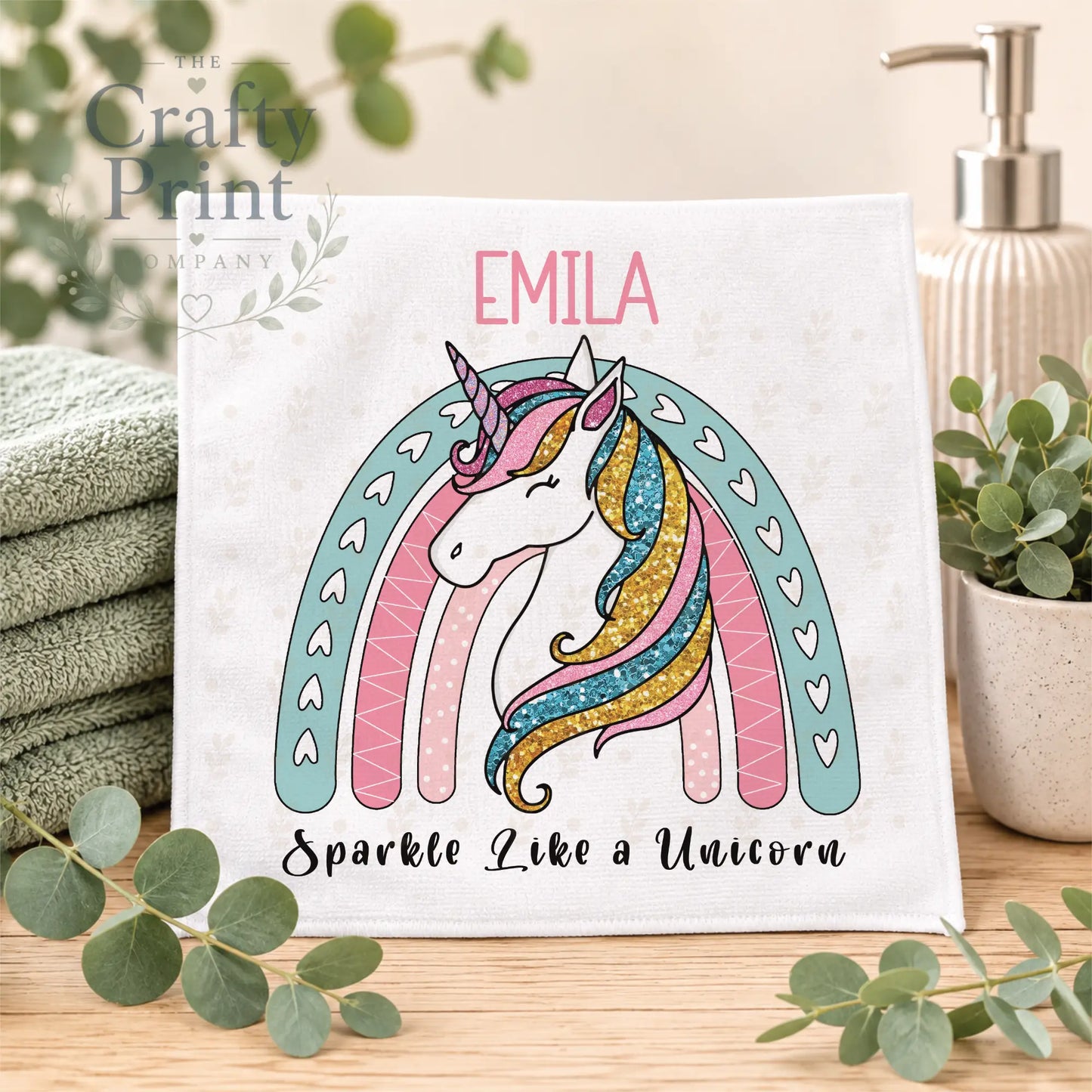Sparkle like a Unicorn Personalised Face Cloth