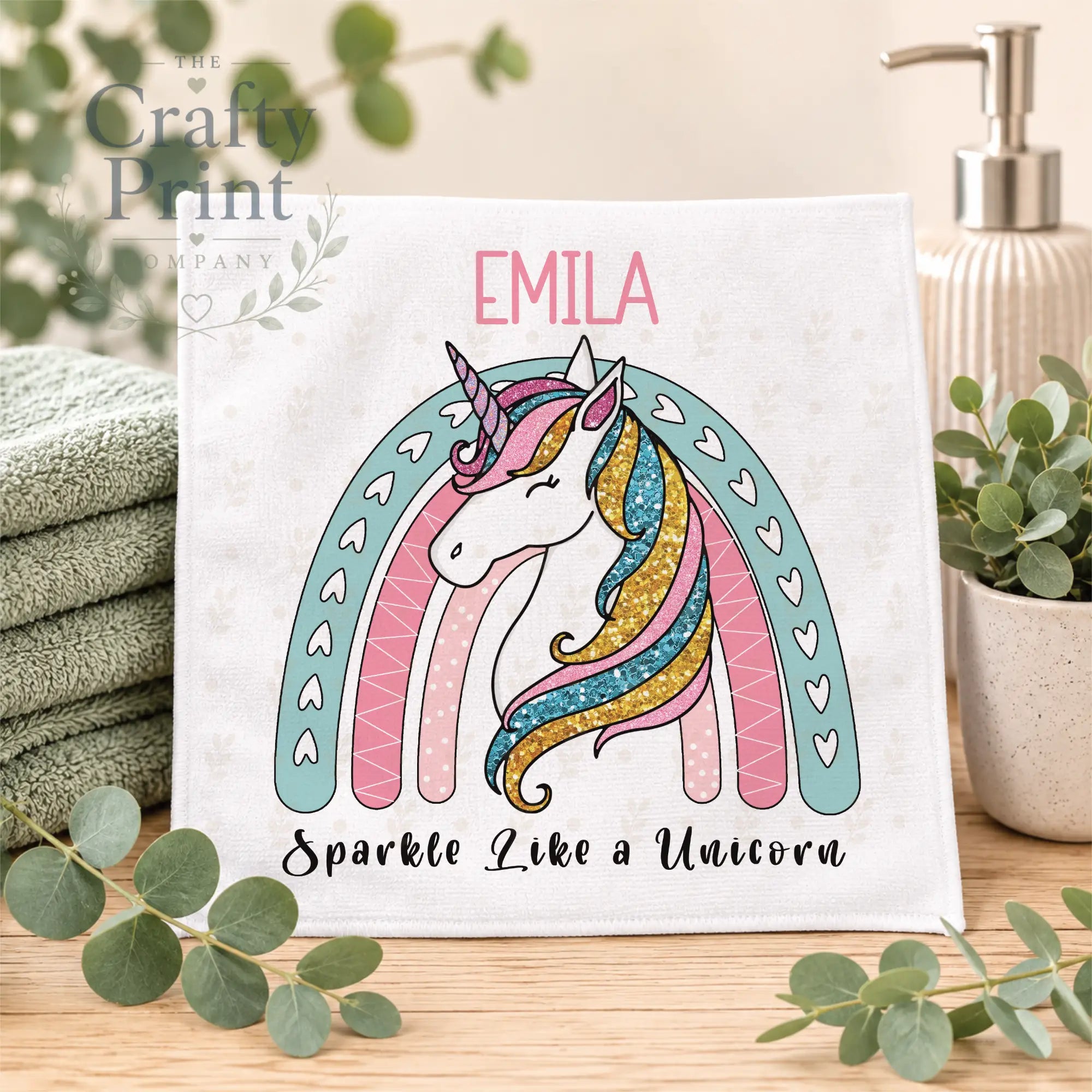 Sparkle like a Unicorn Personalised Face Cloth