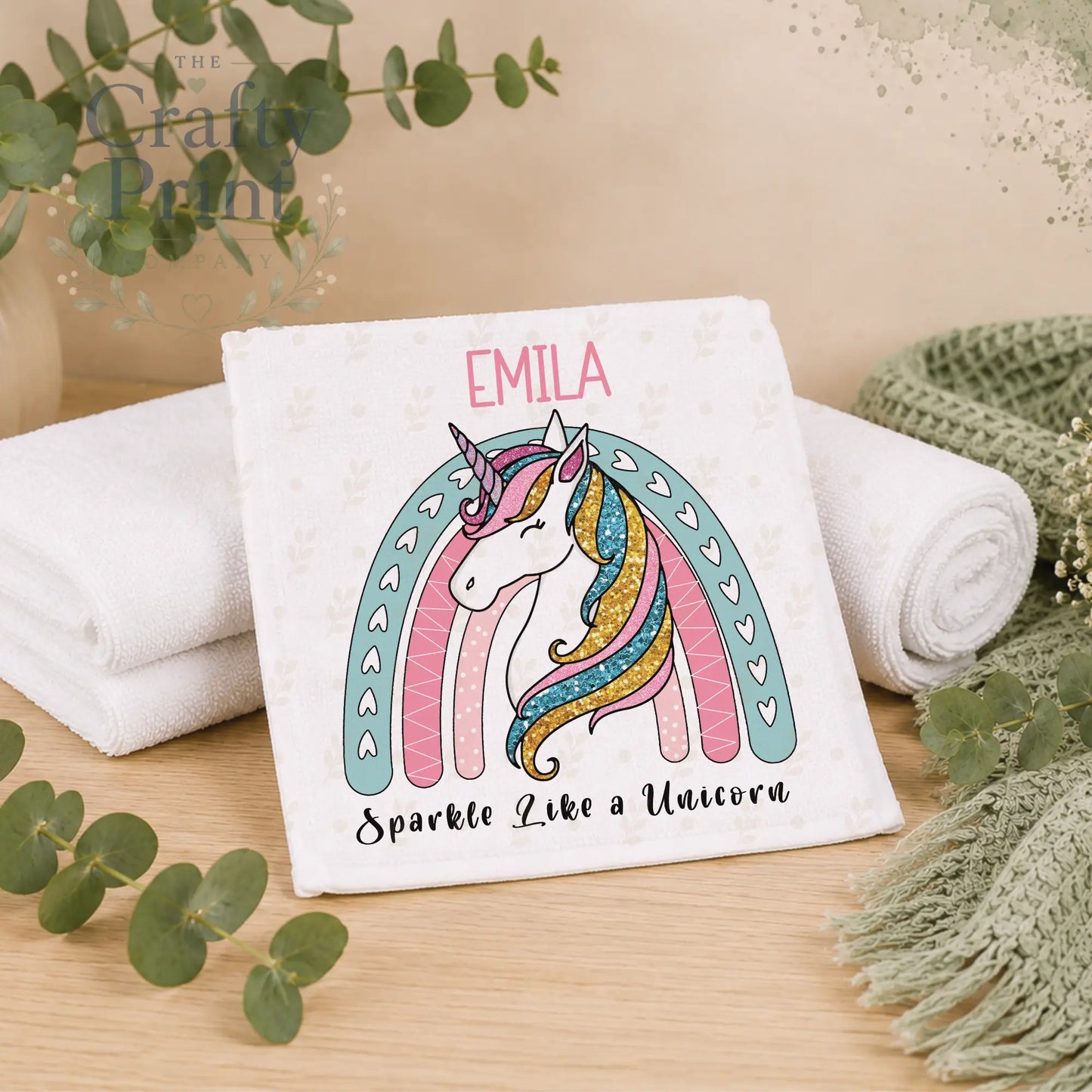 Sparkle like a Unicorn Personalised Face Cloth