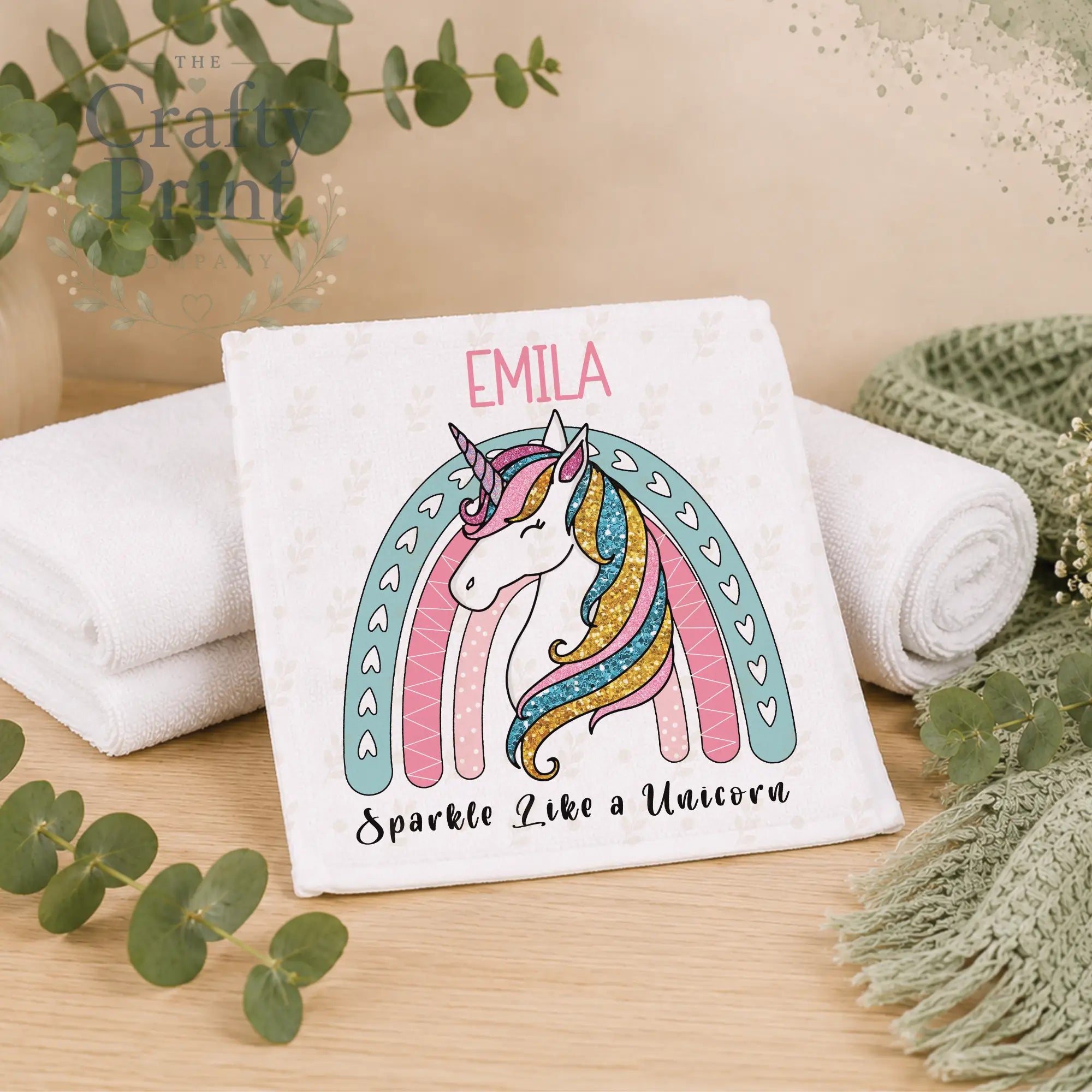 Sparkle like a Unicorn Personalised Face Cloth