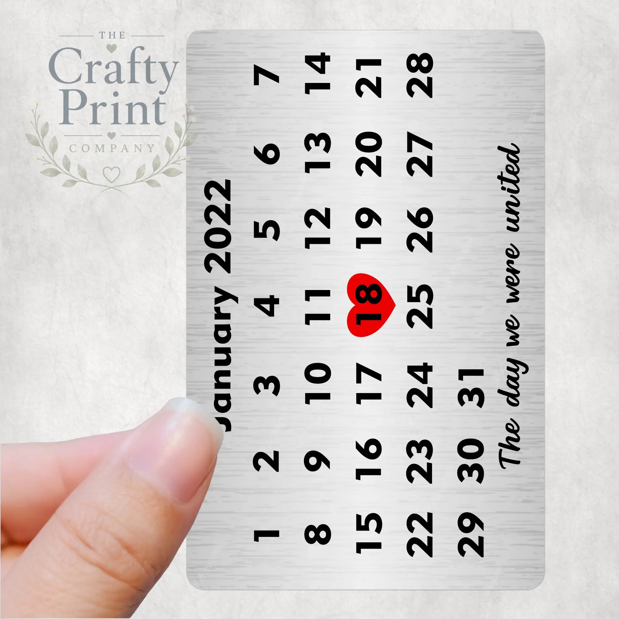Special Calendar Date Personalised Card for Purse or Wallet
