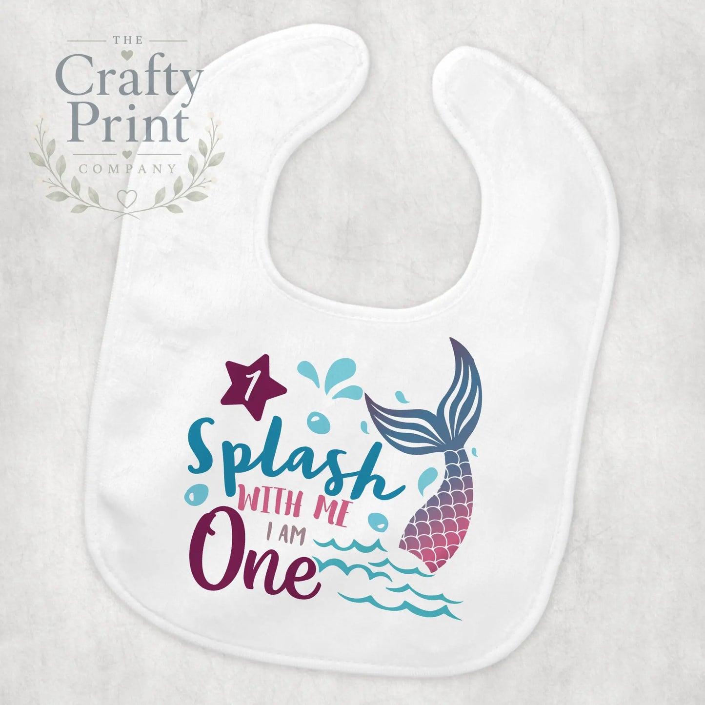 Splash with me I am One Mermaid Birthday Baby Bib - &