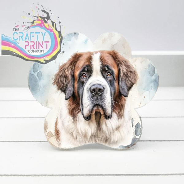 St Bernard Acrylic Paw Print Car Vent Clip on Air Freshener