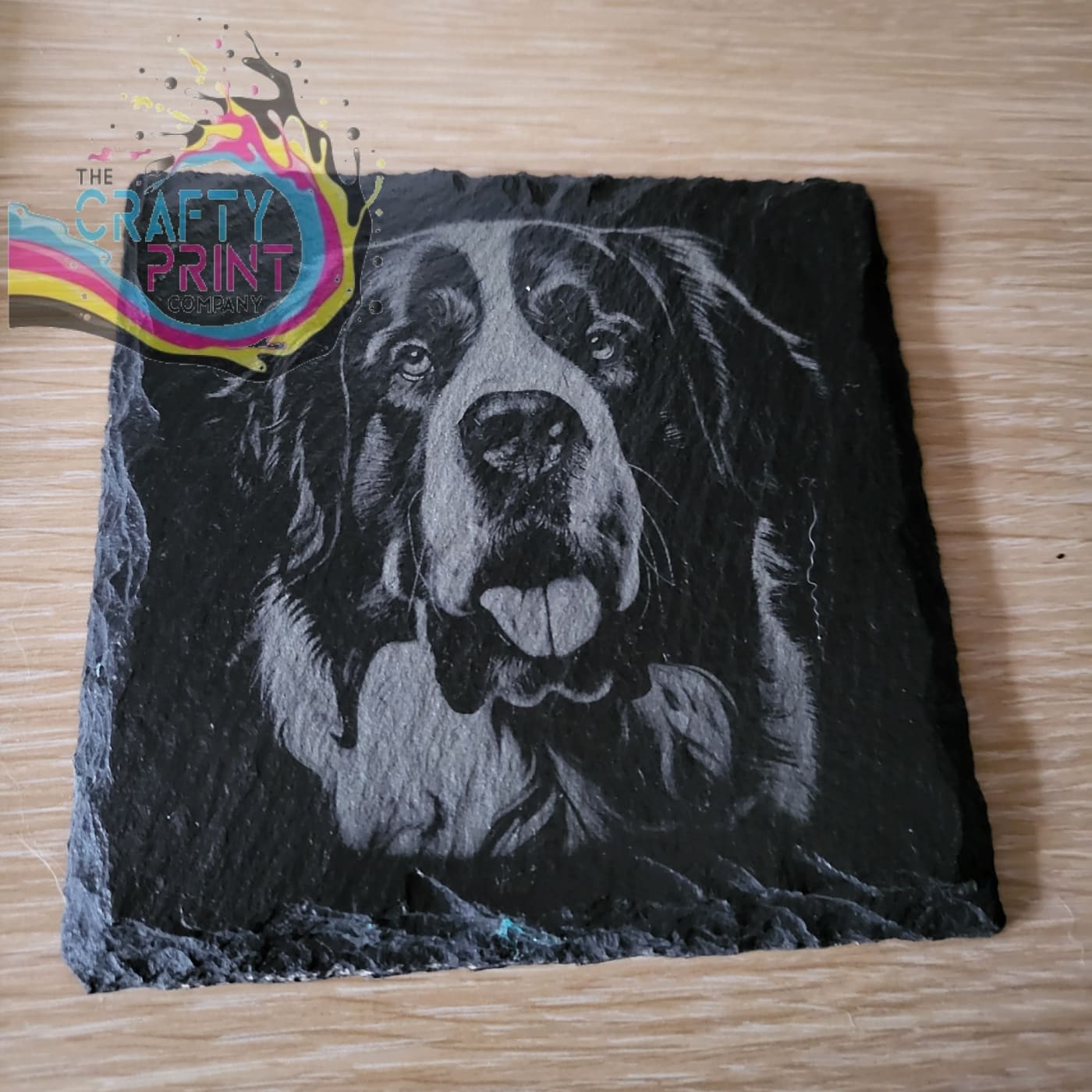 St Bernard Engraved Slate Coaster
