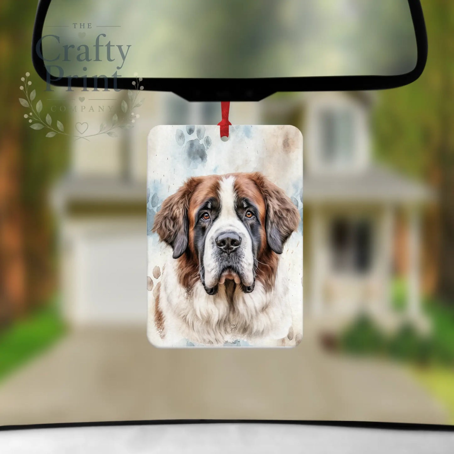 St Bernard Paw Print Car Air Freshener - Vehicle Fresheners