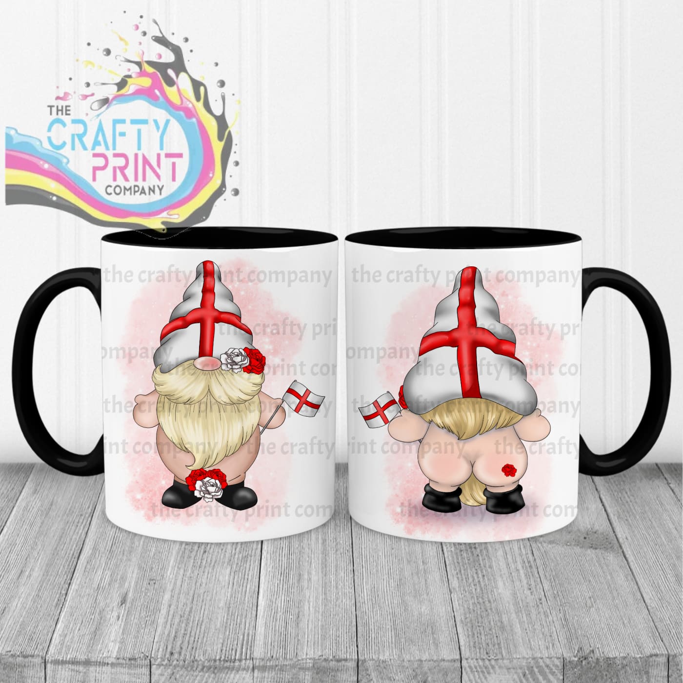 St George’s Day Cheeky Bum Gonk Mug - Black Handle & Inner