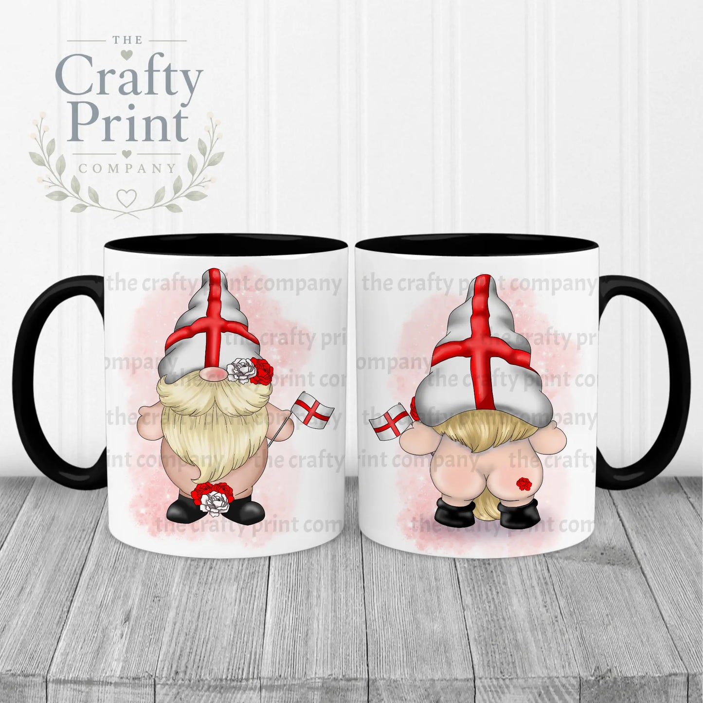 St George’s Day Cheeky Bum Gonk Mug - Black Handle & Inner