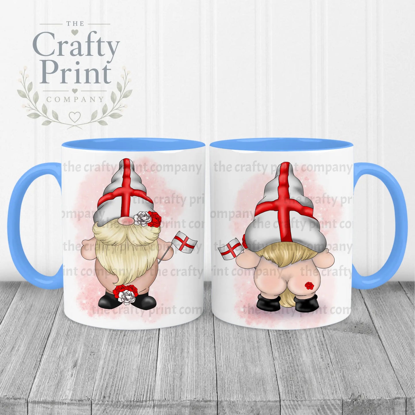St George’s Day Cheeky Bum Gonk Mug - Blue Handle & Inner