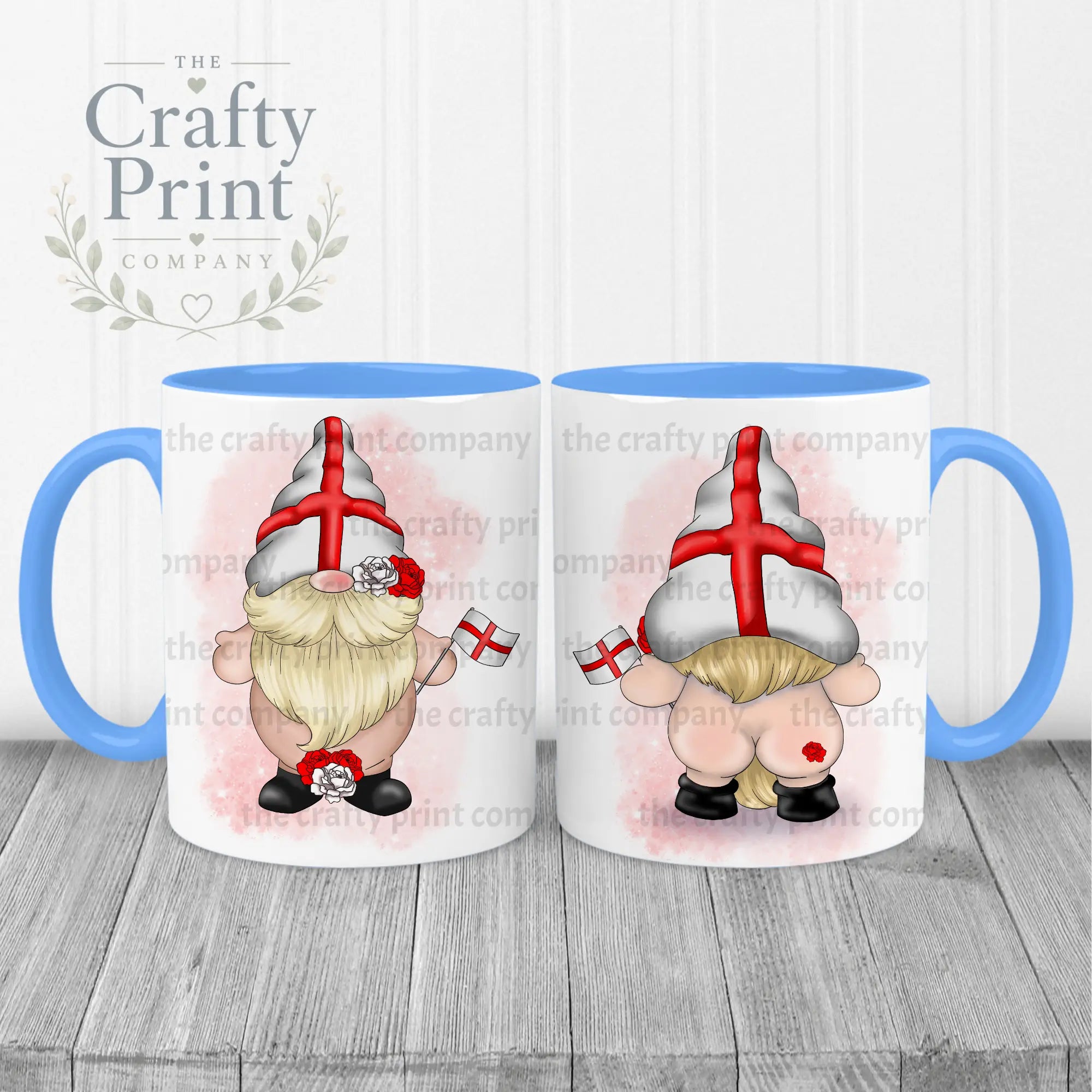 St George’s Day Cheeky Bum Gonk Mug - Blue Handle & Inner