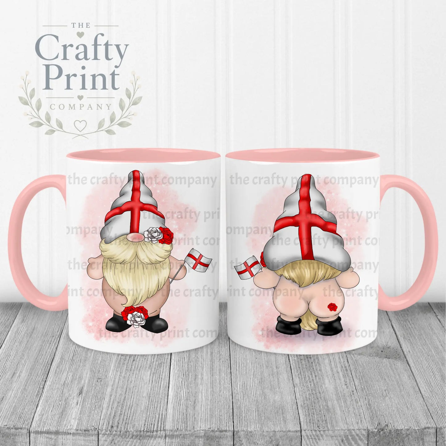 St George’s Day Cheeky Bum Gonk Mug - Pink Handle & Inner