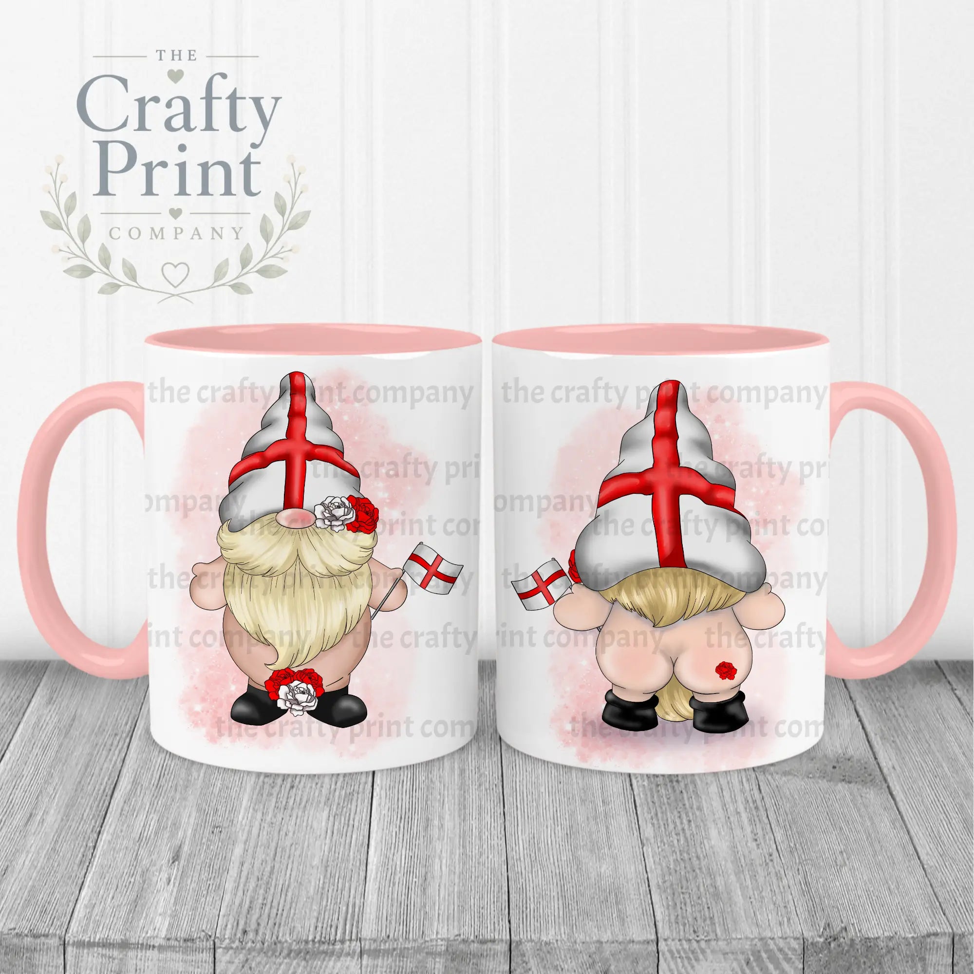 St George’s Day Cheeky Bum Gonk Mug - Pink Handle & Inner
