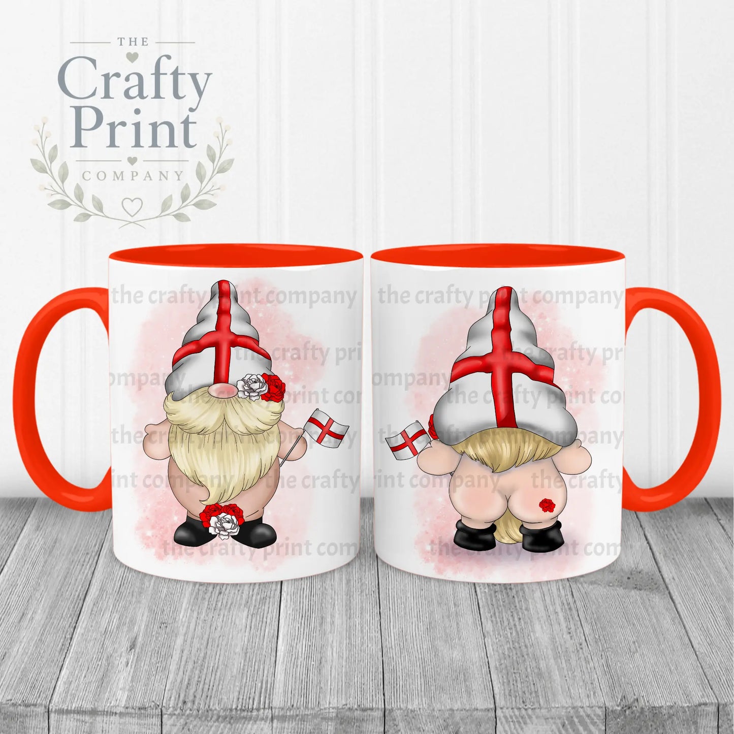 St George’s Day Cheeky Bum Gonk Mug - Red Handle & Inner