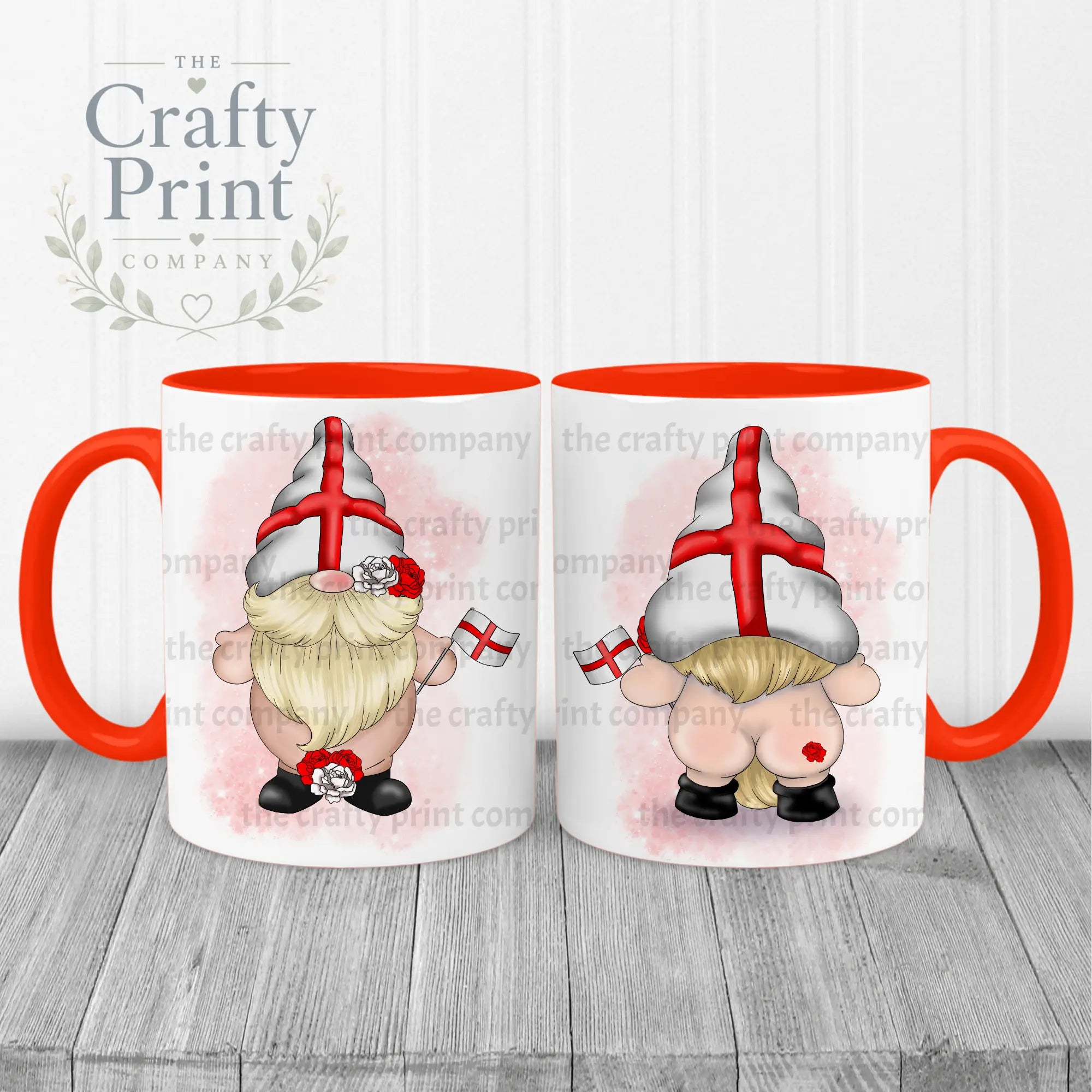 St George’s Day Cheeky Bum Gonk Mug - Red Handle & Inner