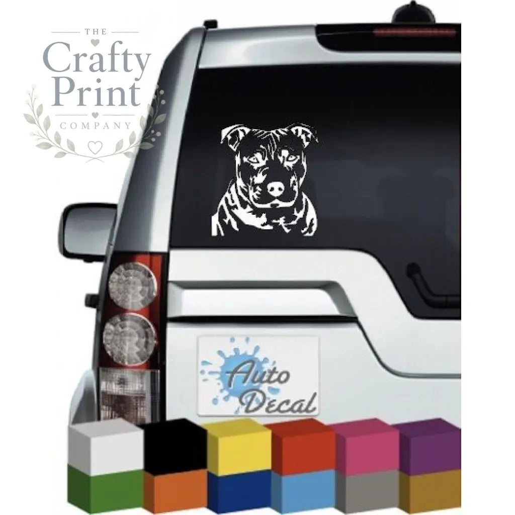 Staffy Head Vinyl Car Sticker - Bumper Stickers