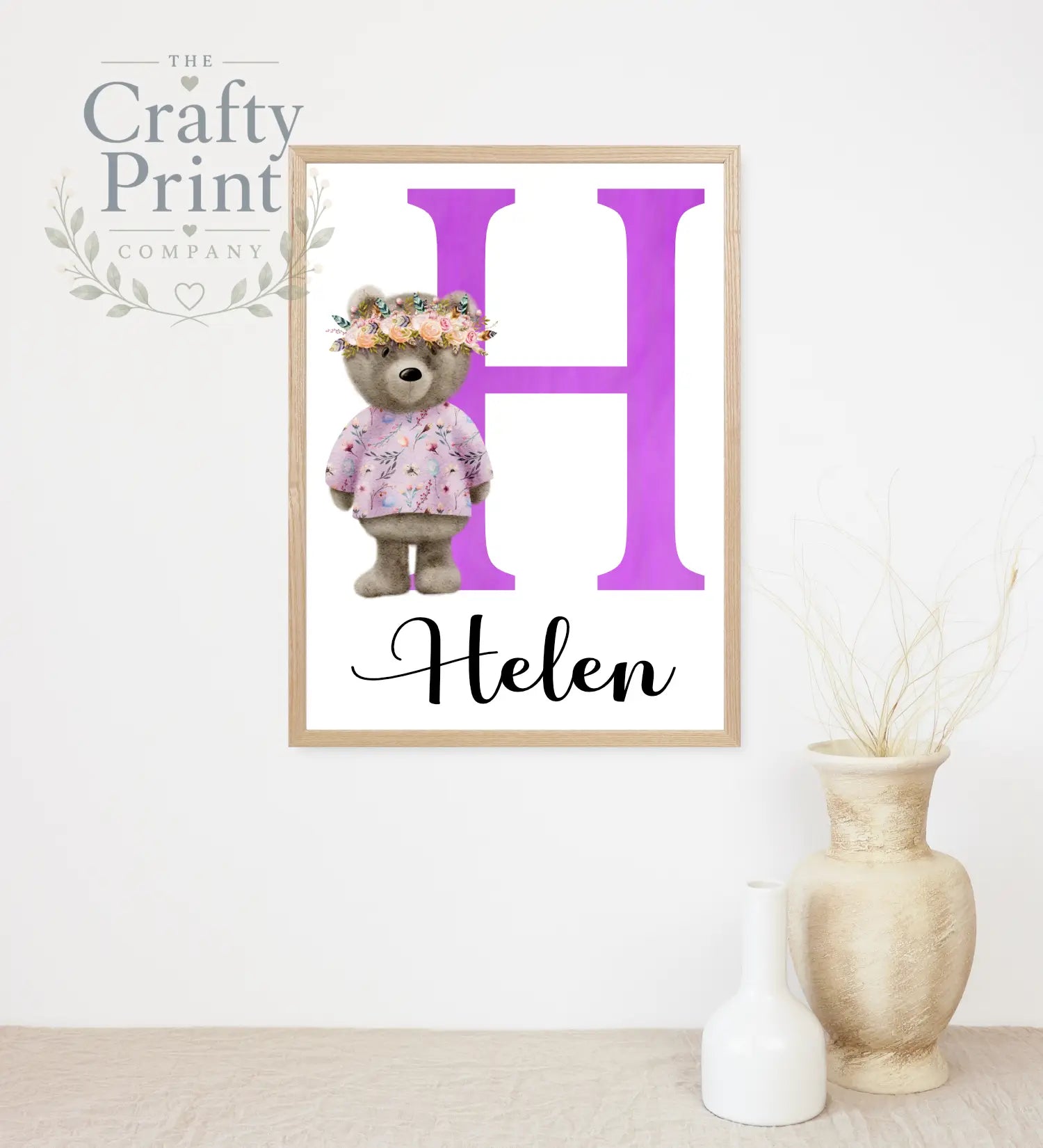 Standing Bear Initial and Name Personalised Print - Posters