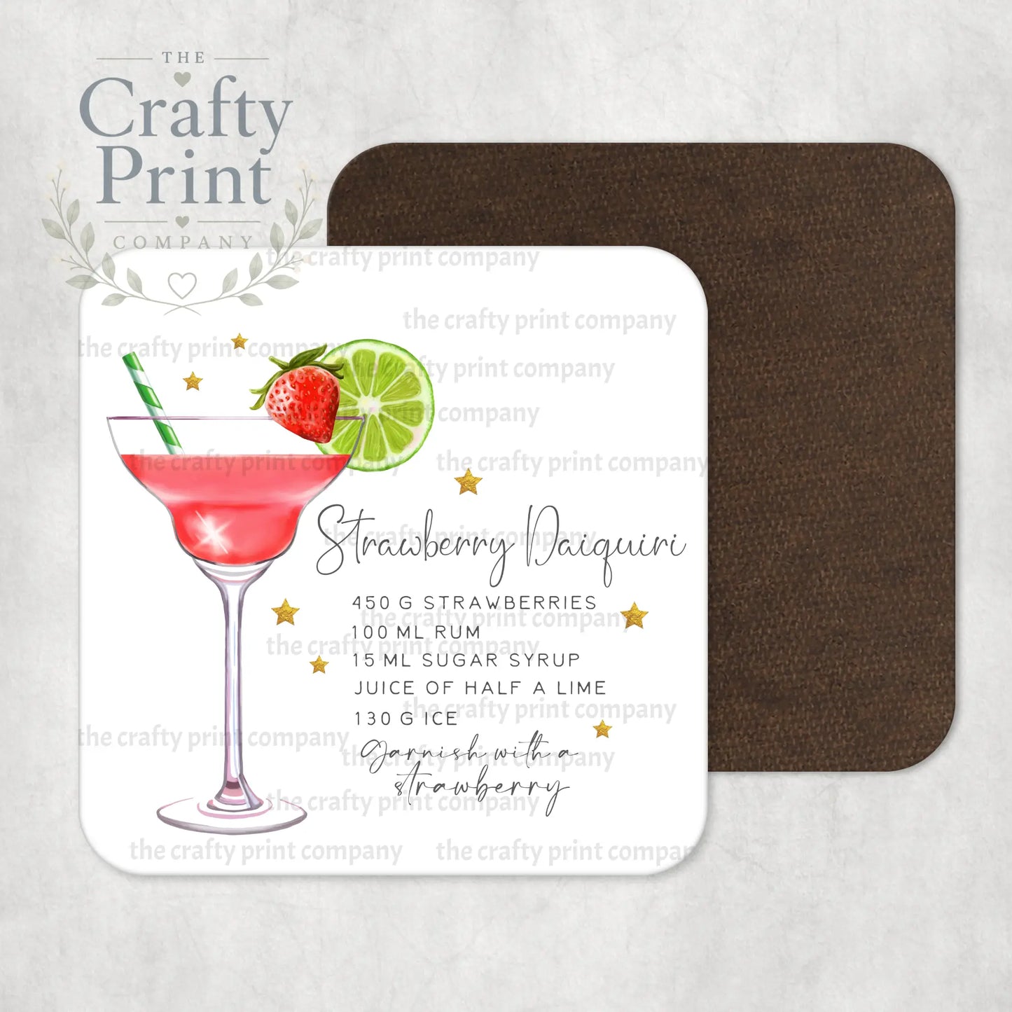 Strawberry Daiquiri Cocktail Recipe Coaster - Coasters
