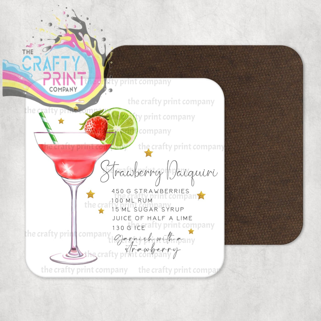 Strawberry Daiquiri Cocktail Recipe Coaster - Coasters