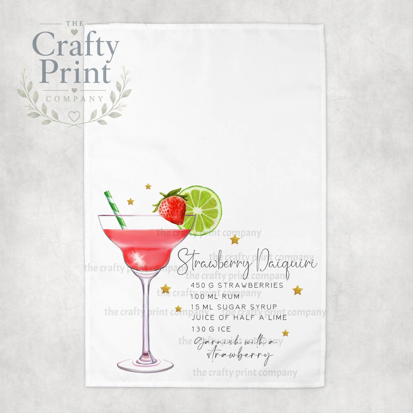 Strawberry Daiquiri Cocktail Recipe Tea Towel - Kitchen