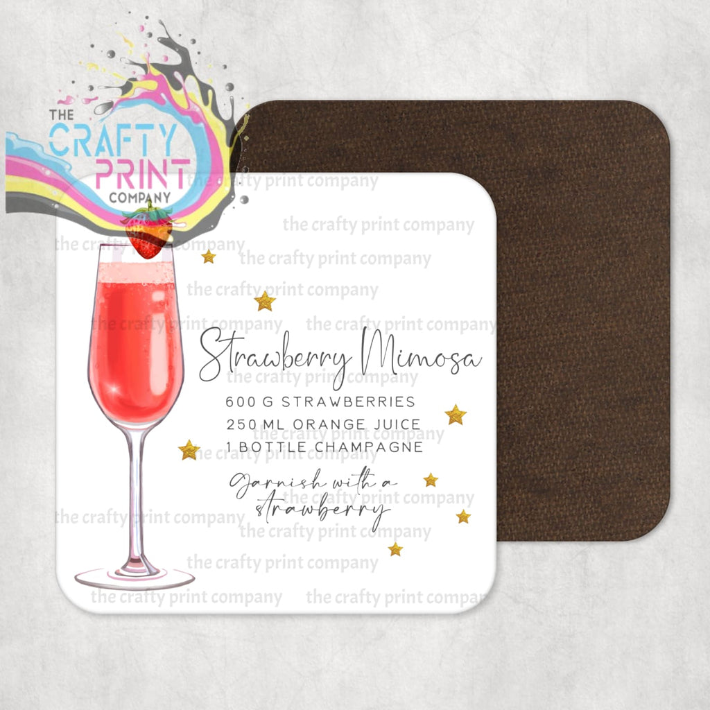 Strawberry Mimosa Cocktail Recipe Coaster - Coasters
