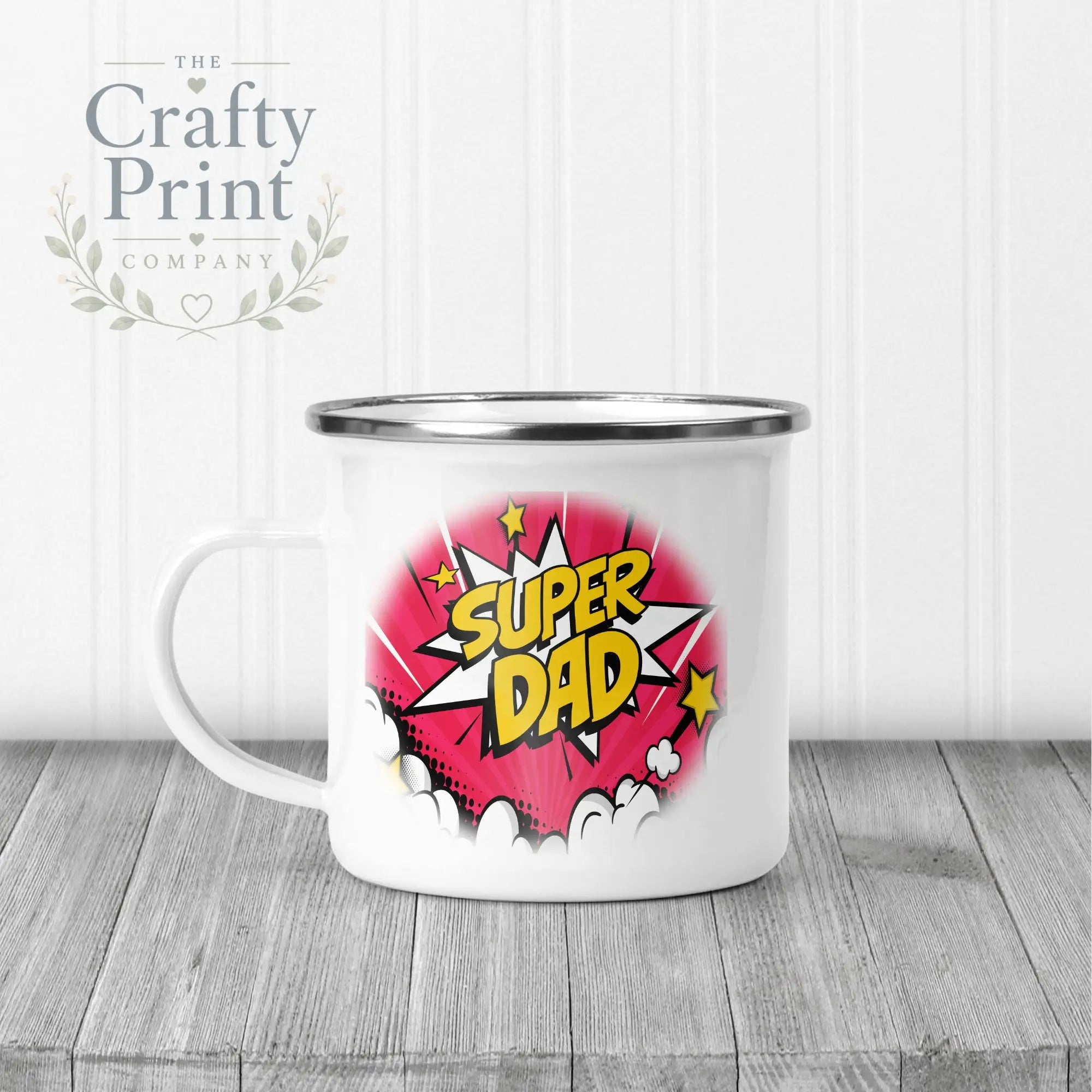 Super Dad Comic Style Mug - Enamel - Mugs