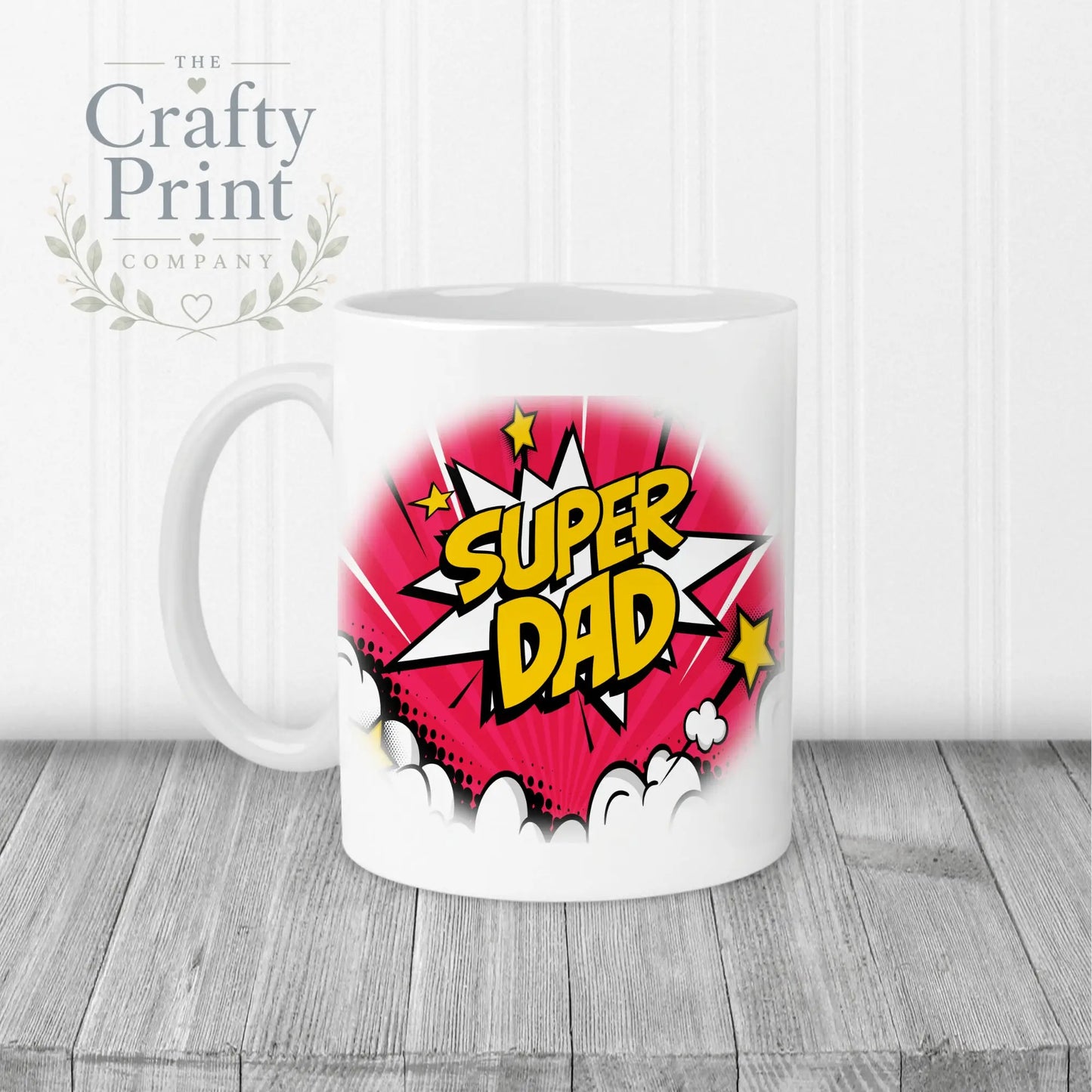 Super Dad Comic Style Mug - White Handle & Inner - Mugs