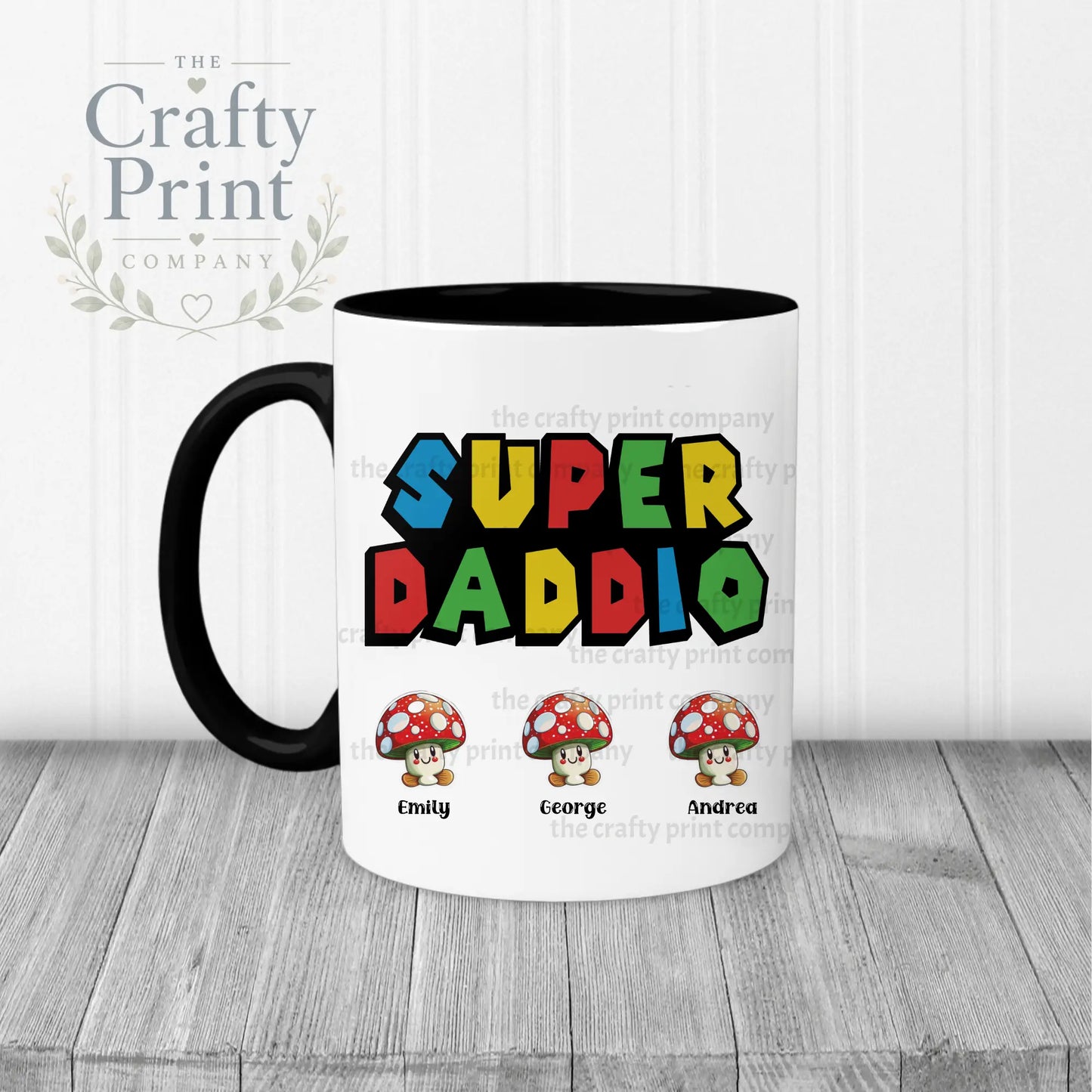 Super Daddio Personalised Mug - Black Handle & Inner - Mugs
