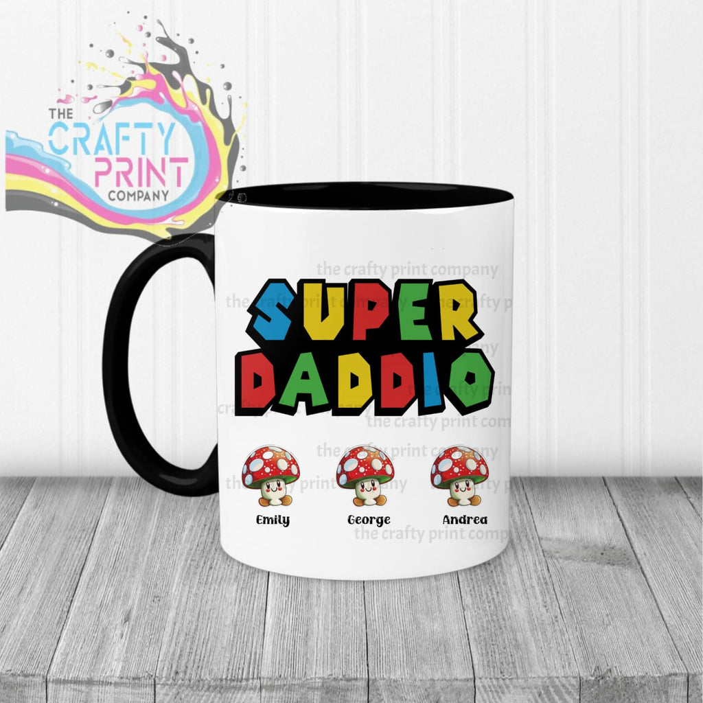 Super Daddio Personalised Mug - Black Handle & Inner - Mugs