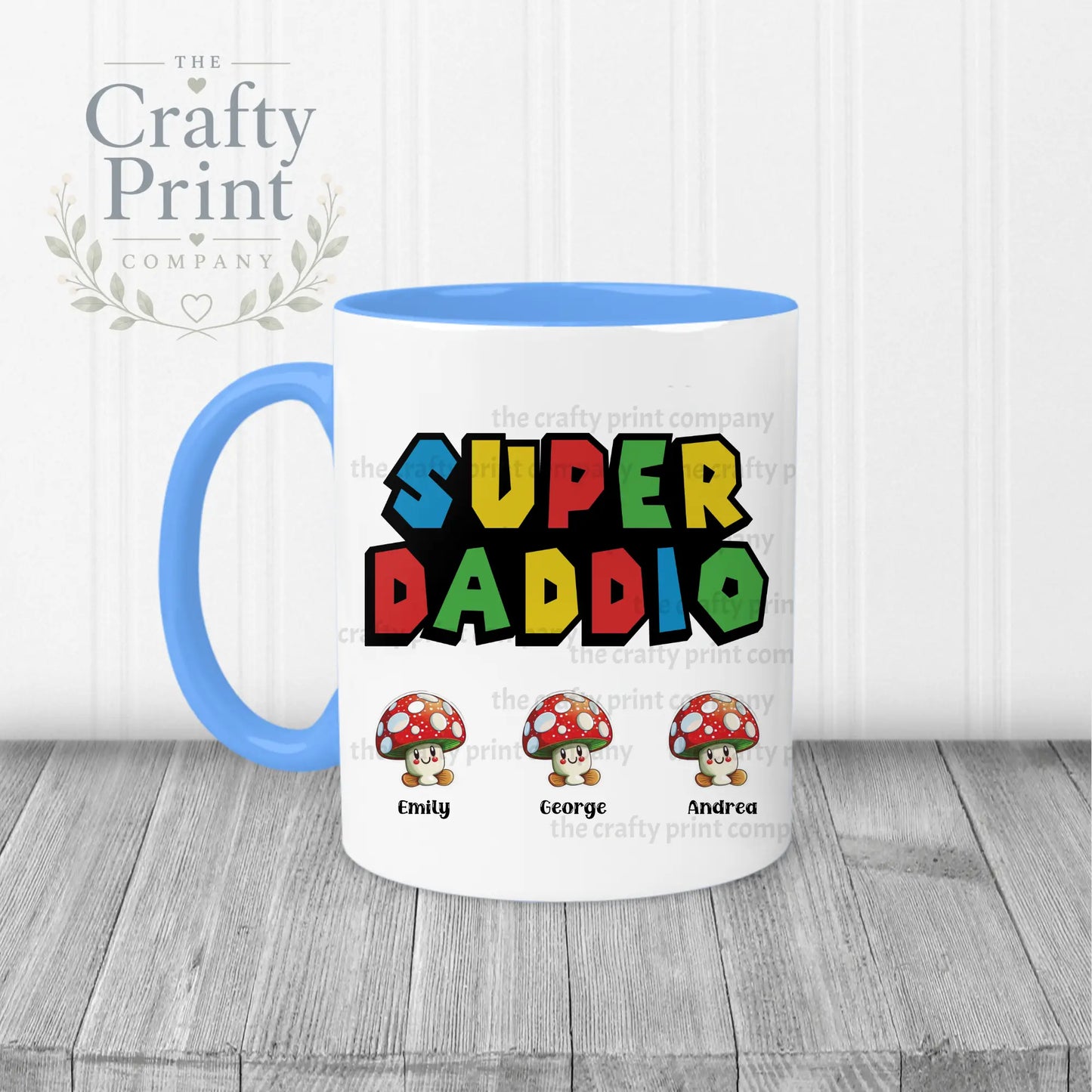 Super Daddio Personalised Mug - Blue Handle & Inner - Mugs