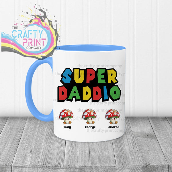 Super Daddio Personalised Mug - Blue Handle & Inner - Mugs
