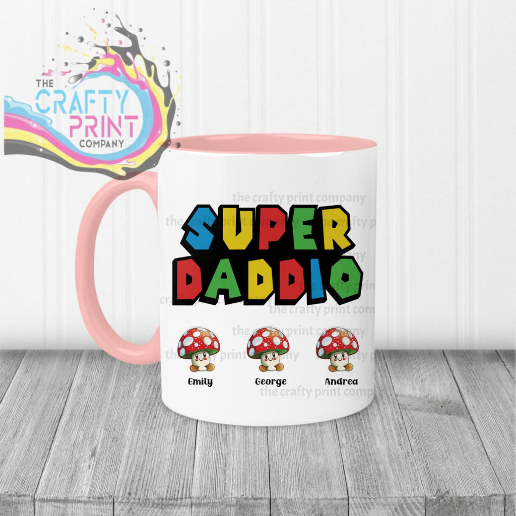Super Daddio Personalised Mug - Pink Handle & Inner - Mugs