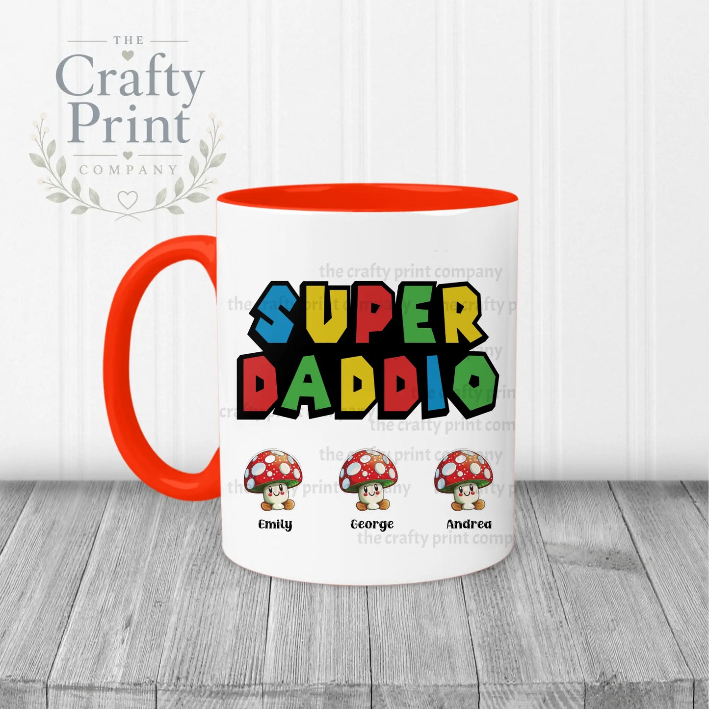 Super Daddio Personalised Mug - Red Handle & Inner - Mugs