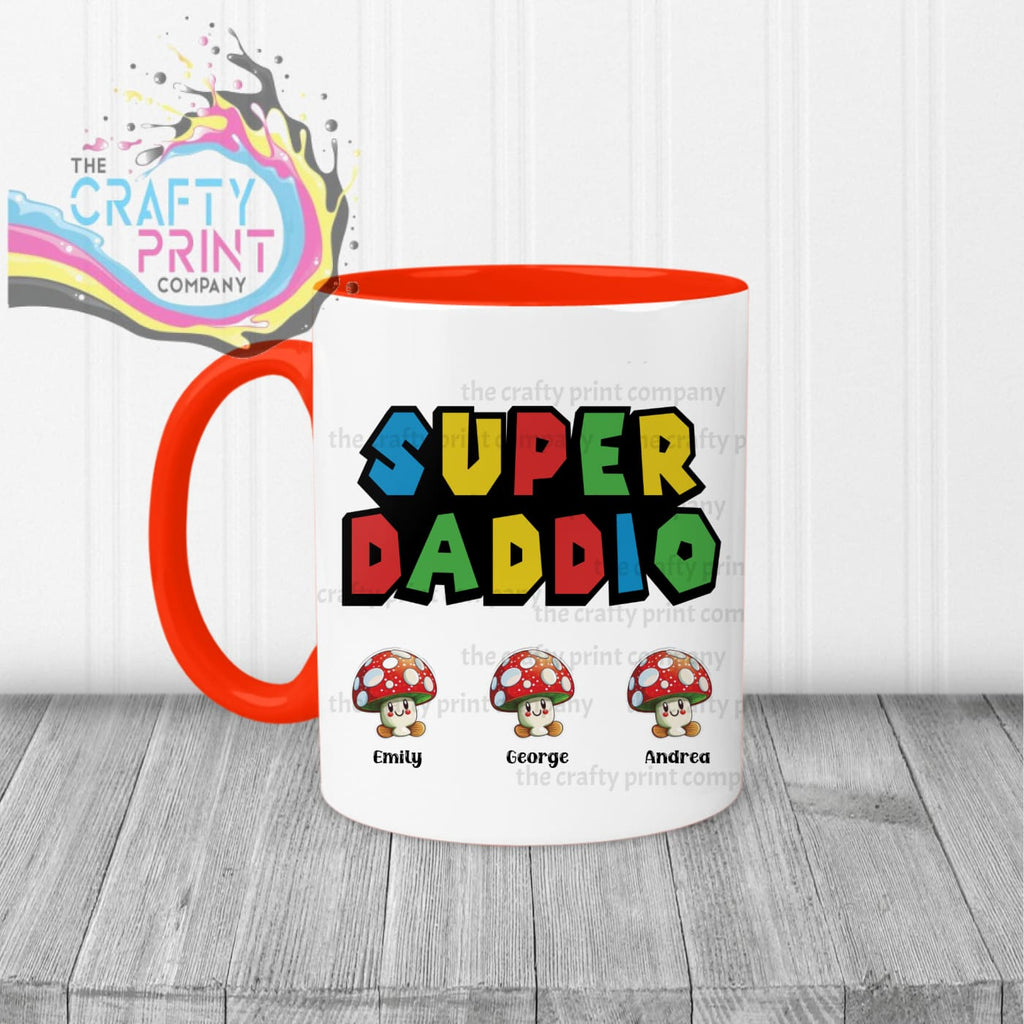 Super Daddio Personalised Mug - Red Handle & Inner - Mugs