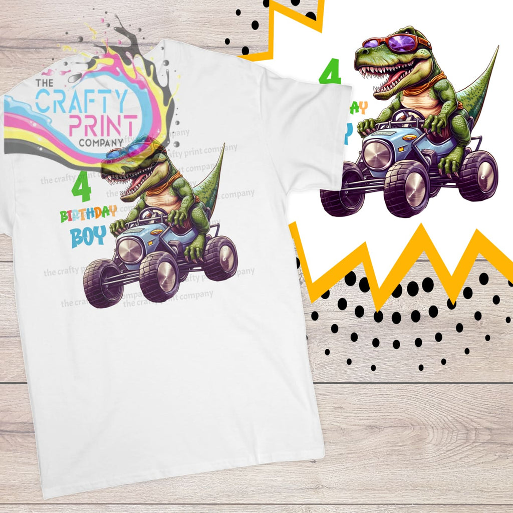T-Rex Monster Truck Age Birthday Children’s T-shirt - Four