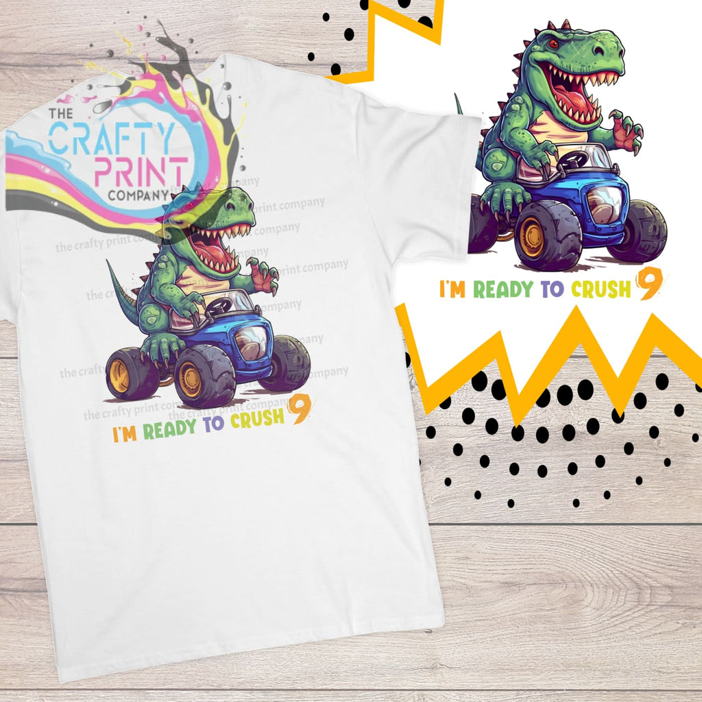 T-Rex Monster Truck Age Birthday Children’s T-shirt - Nine