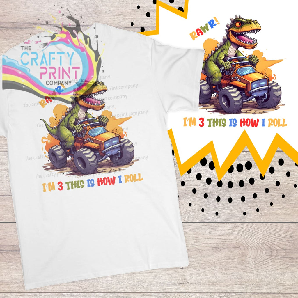 T-Rex Monster Truck Age Birthday Children’s T-shirt - Three