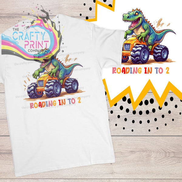 T-Rex Monster Truck Age Birthday Children’s T-shirt - Two -